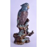 A RARE 19TH CENTURY JAPANESE AO KUTANI PORCELAIN FIGURE OF A PARROT modelled upon a naturalistic