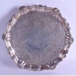 A GOOD MID 18TH CENTURY ENGLISH SILVER SALVER by Robert Abercrombie. London 1740. 26 oz. 28 cm