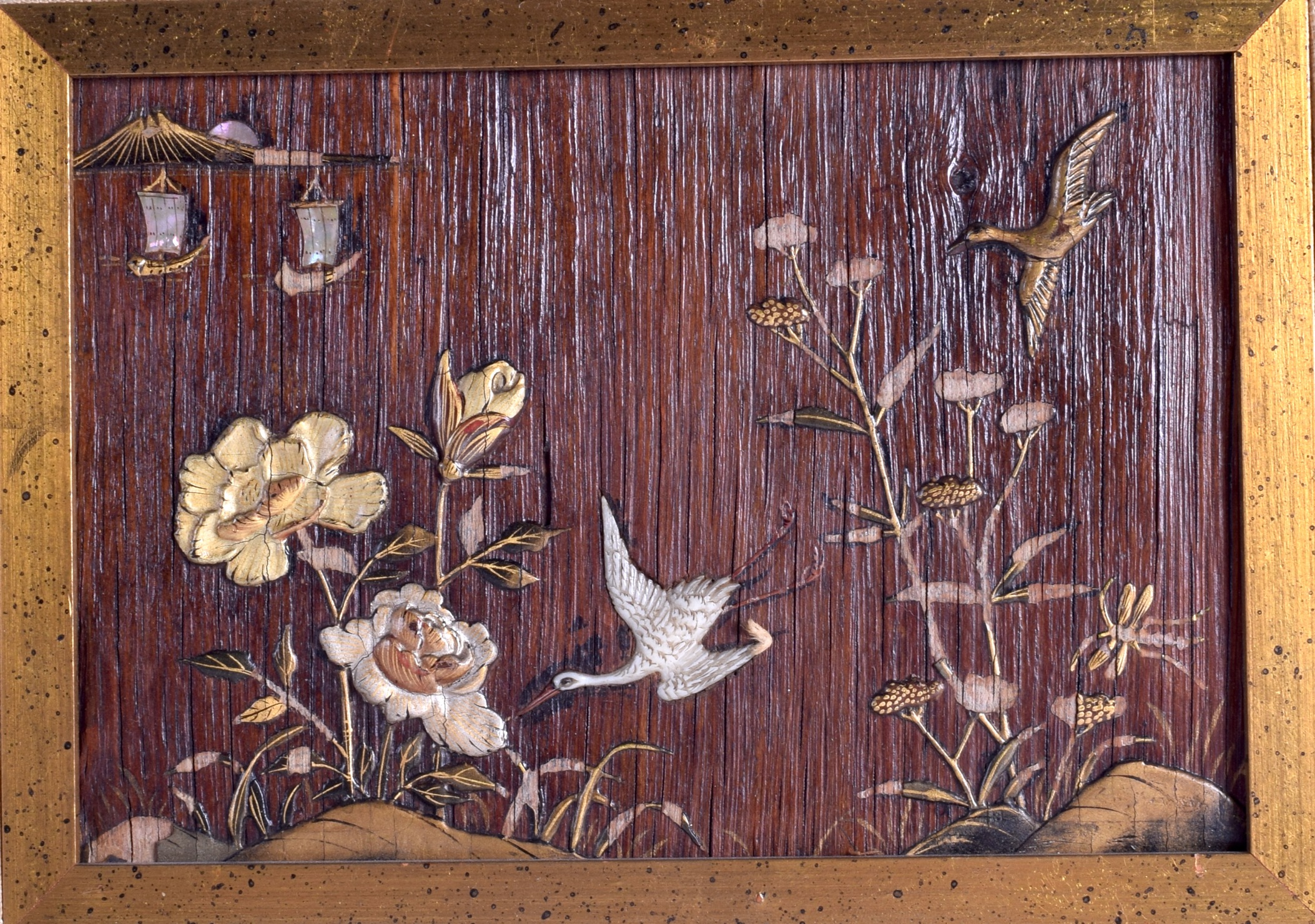 A SET OF THREE LATE 19TH CENTURY JAPANESE MEIJI PERIOD LACQUERED BAMBOO PANELS decorated with - Image 3 of 3
