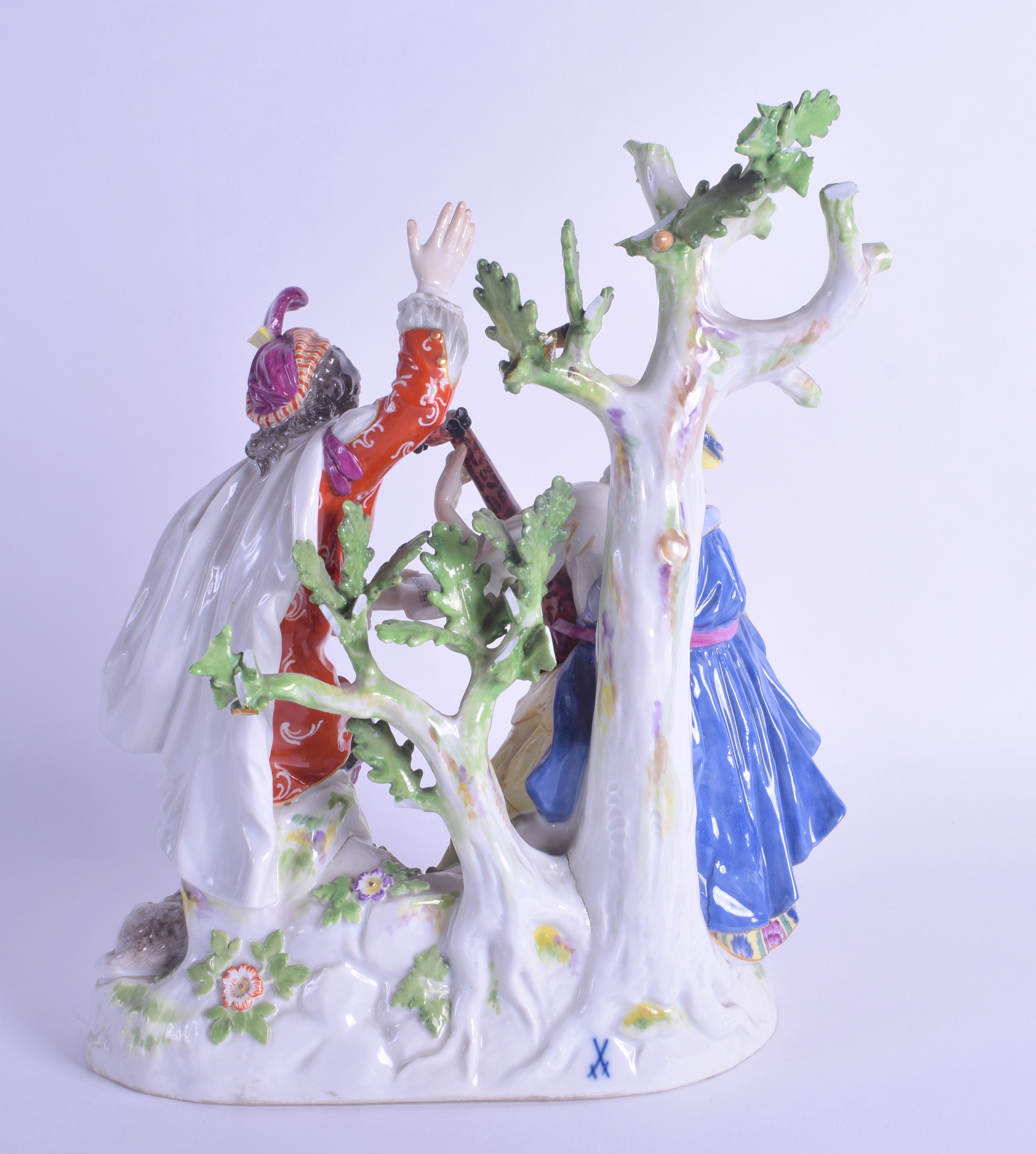 A LARGE 19TH CENTURY MEISSEN PORCELAIN FIGURAL GROUP depicting a male and female performing under - Image 4 of 4