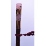 A FINE AND RARE VICTORIAN ROSE QUARTZ ESSEX CRYSTAL AND GOLD PARASOL unusually inset with various
