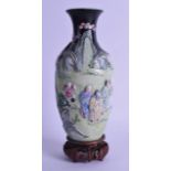 A GOOD CHINESE QING DYNASTY FAMILLE NOIRE PORCELAIN VASE Qianlong mark and possibly late in the