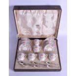 Royal Worcester fine cased coffee set of cups and saucers and six silver spoons date code for 1933