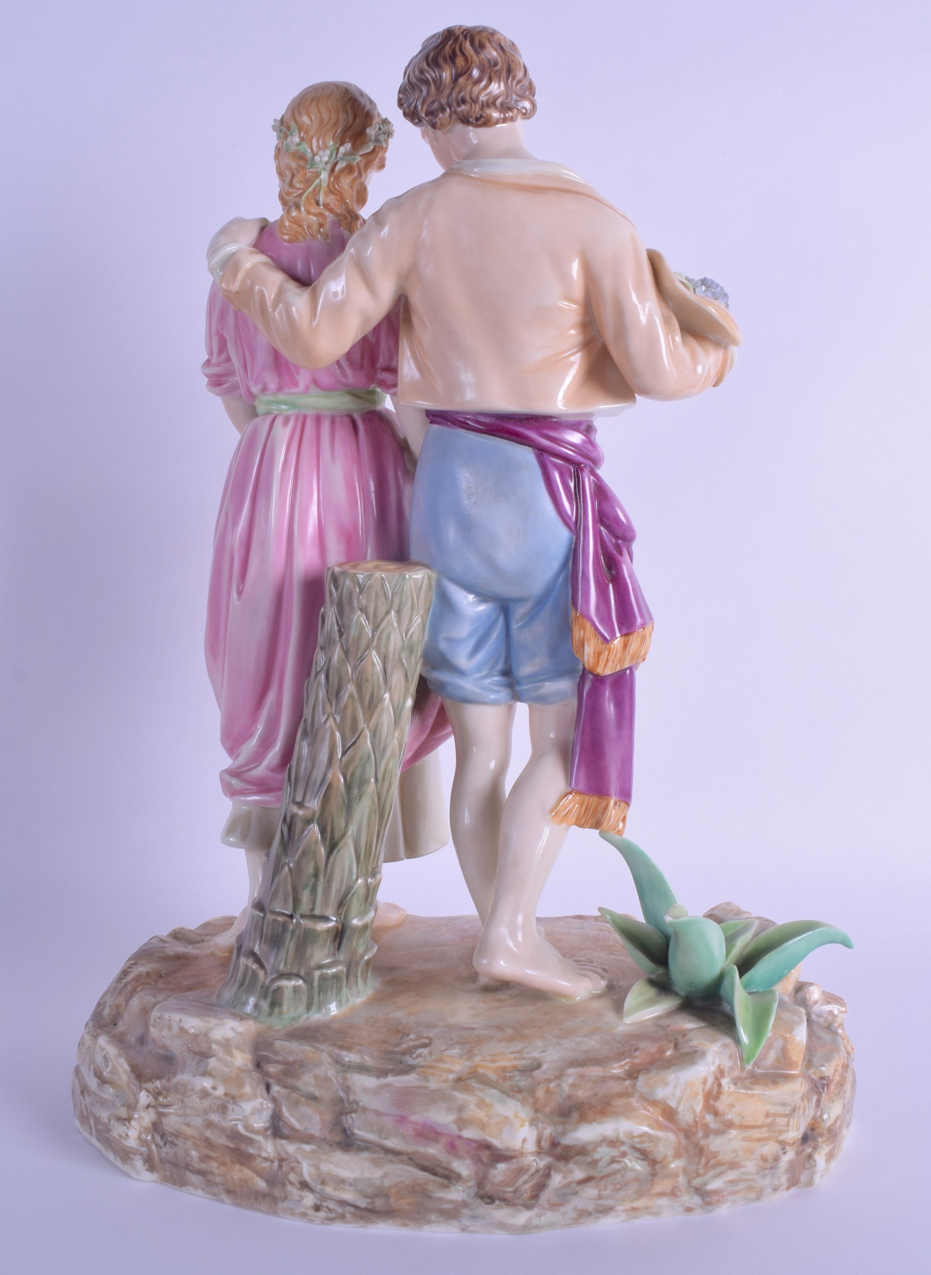 Royal Worcester fine large group of Paul and Virginia painted in Raphaelesque colours date code - Image 2 of 2