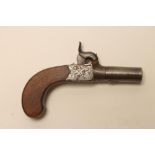 A PERCUSSION POCKET PISTOL BY EGAN, BRADFORD, 19th century, with 1 3/4" barrel bearing proof