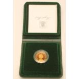 AN ELIZABETH II PROOF SOVEREIGN, 1980, in plastic capsule, cased with paperwork and box (Est. plus