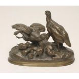 JULES MOIGNIEZ (French 1835-1894), A bronze group of a brace of Partridge and their Chicks,