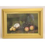 CARL WERNER (1808-1894), Still Life with Fruit, oil on board, signed, 11 1/2" x 18", gilt frame (
