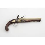 A HOLSTER PISTOL BY W. HENSHAW, late 18th century, the 7 3/4" brass barrel inscribed London with