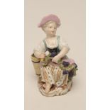 A MEISSEN PORCELAIN FIGURE, late 19th century, allegorical of autumn, modelled as a young girl