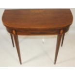 A GEORGIAN MAHOGANY FOLDING CARD TABLE, 3rd quarter of 18th century, of D form crossbanded with