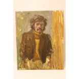 WILLIAM SELBY (b.1933), Portrait of the Artist, half length, acrylic on board, unsigned, 30" x