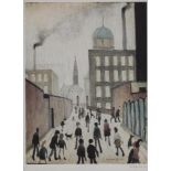 AFTER LAURENCE STEPHEN LOWRY (1887-1976), Mrs Swindells Picture, offset lithograph in colours,