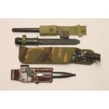 A COLLECTION OF 20TH CENTURY SOCKET BAYONETS, comprising an L2A1 for the SA80, in scabbard with fold