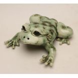 DAVID BURNHAM SMITH, a studio porcelain model of a frog, monogrammed, 7" long (subject to Artists