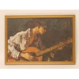 WILLIAM SELBY (b.1933), "The Guitarist", oil on board, unsigned, inscribed verso, 20" x 30", gilt