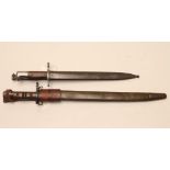 A US REMINGTON 1917 BAYONET, with 16 3/4" blade, leather scabbard and frog, together with a US model
