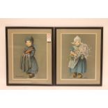 MAY (MARY) AUDUBON POST (American 1860-1929), Portraits of Dutch Girls , a pair, pastel, signed, 16"