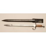 A US MODEL 1899 REMINGTON BAYONET, with 16" blade stamped "REMINGTON ARMS CO. ILION.N.Y.", steel
