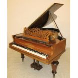 A MAHOGANY CASED BOUDOIR PIANO by Richard Lipp & Sohn Stuttgart, with scroll pierced music stand