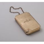 OF RAF INTEREST - a George V 9ct gold cigarette case/compact, Birmingham 1918, of canted oblong