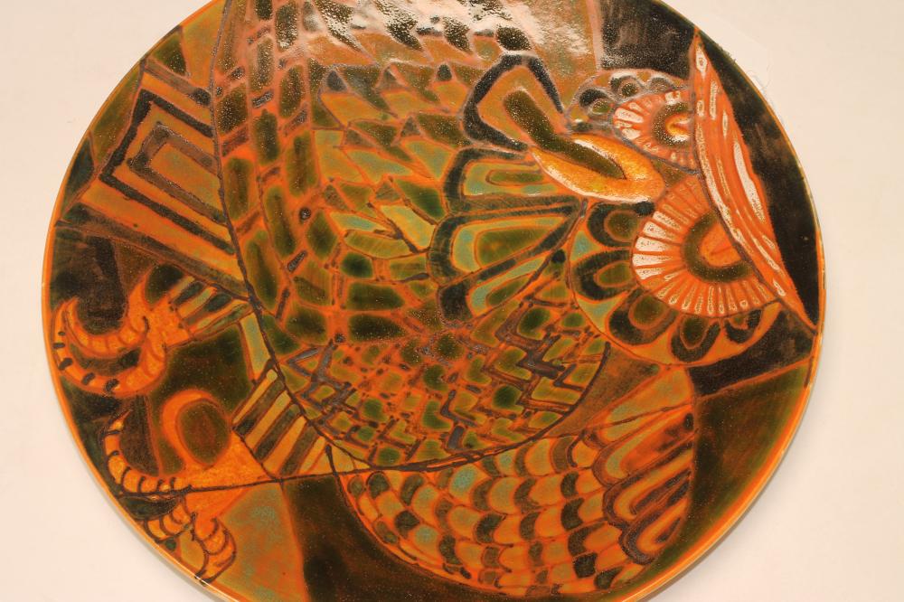 A POOLE POTTERY AEGEAN CHARGER, 1970's, of shallow circular form with scraffito and resist design of - Image 4 of 5