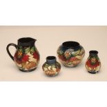 A COLLECTION OF MOORCROFT POTTERY, modern, all tubelined and painted in the Anna Lily pattern