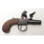 A FLINTLOCK POCKET PISTOL BY TWIGG, LONDON, late 18th century, with 1 1/2" twist off barrel