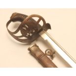 A GERMAN MODEL 1889 CAVALRY SWORD, with 32 1/2" pipe back blade, steel hilt with eagle cartouche,