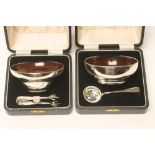 TWO ART DECO SILVER SUGAR BOWLS, maker Joseph Gloster Ltd., Birmingham 1933, each of plain