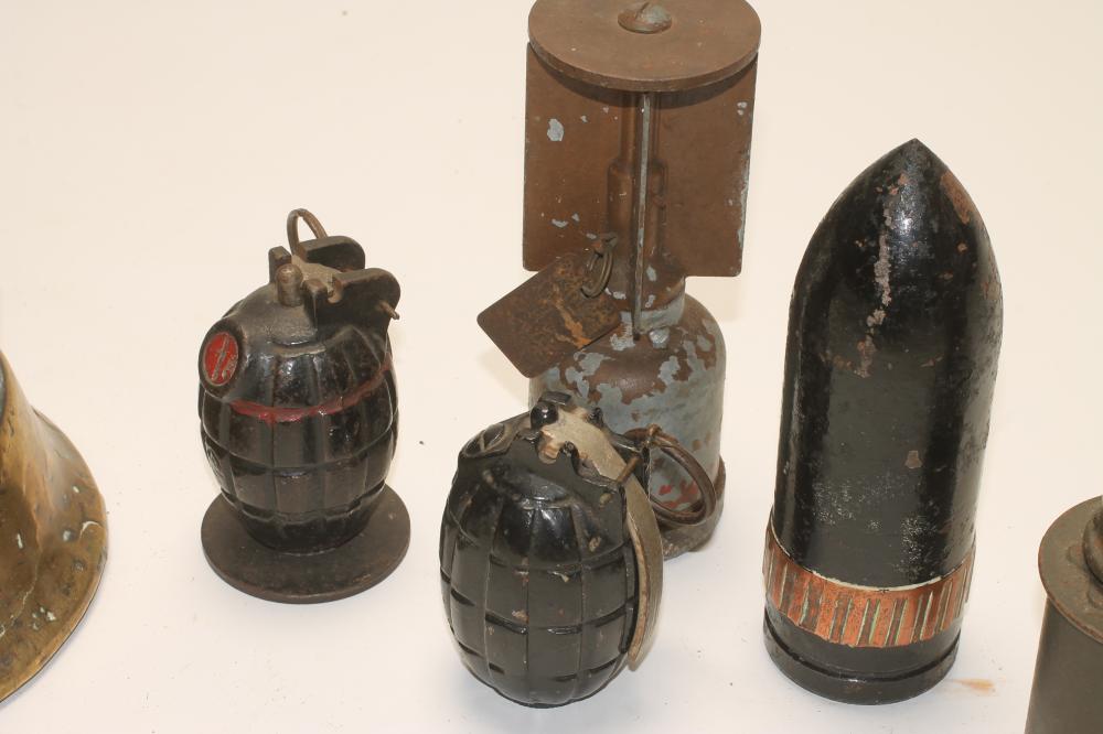 A COLLECTION OF WORLD WAR TWO EPHEMERA, comprising two British deactivated grenades, a deactivated - Image 2 of 2