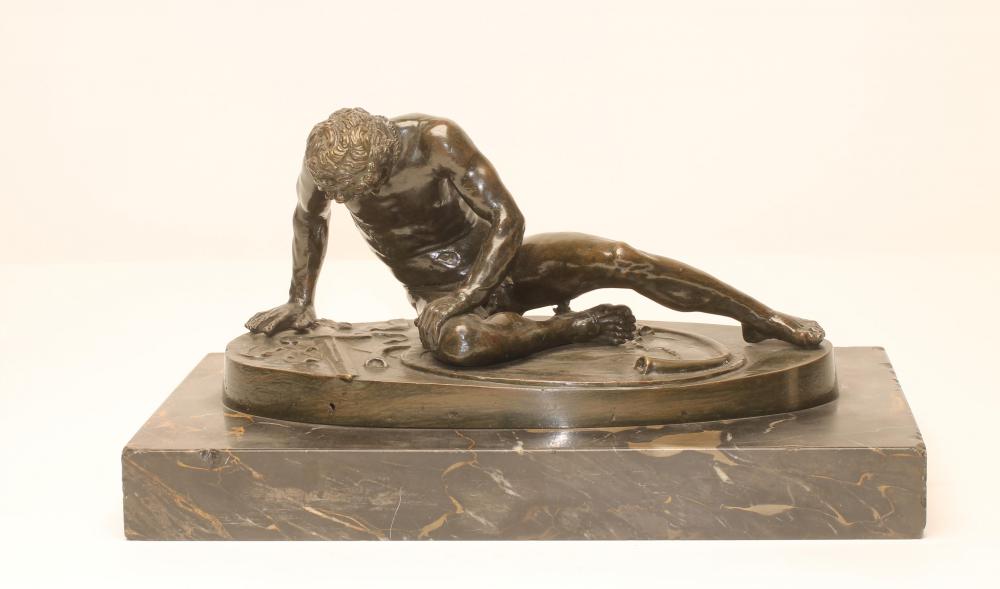 AFTER THE ANTIQUE (19th Century), The Dying Gaul, bronze, dark green patination mounted on a
