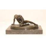 AFTER THE ANTIQUE (19th Century), The Dying Gaul, bronze, dark green patination mounted on a