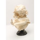 ANTONIO FRILLI (d.1902), Bust of Young Girl examining her Fingers, signed, white marble, raised on a