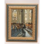 GILLIAN ROBERTS (Contemporary), View of York Minster, oil on canvas, signed, 18" x 14", framed (