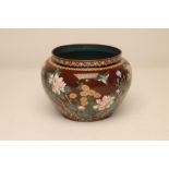 A JAPANESE CLOISONNE ENAMEL JARDINIERE, c.1900, of baluster form enamelled in colours with flowers