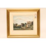 ENGLISH SCHOOL (19th/20th Century), Landscape with Thatched Cottage, watercolour and pencil,