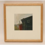 DAVID WINFIELD (b.1938), Huts 10 and 11 (South Gare), oil on paper, signed with initials, artist's