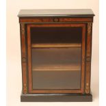 A VICTORIAN EBONISED AND WALNUT PIER DISPLAY CABINET with inlaid roundels and gilt metal mounts,