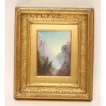 J E PRESTON (19th Century), Sunrise in the Mountains, oil on board, signed and dated 1874, 9" x