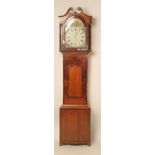 AN OAK AND MAHOGANY LONGCASE signed H. Webster, Bedale, the thirty hour movement with anchor