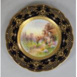 A ROYAL WORCESTER CHINA CABINET PLATE, 1951, of shaped circular form, centrally painted in