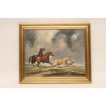 GUDRUN SIBBONS (German b.1924), Horses Frightened by a Storm, oil on canvas, signed, 16" x 20", gilt