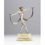 JOSEF LORENZL (AUSTRIAN 1892-1950) A small art deco silvered and cold painted bronzed figure as a