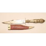 AN AMERICAN BOWIE KNIFE, 19th century, the 6" clip point blade stamped with "P. LINGARDPEACROFT