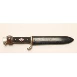 A GERMAN HITLER YOUTH DAGGER, the 5 1/4" blade with Carl Eickhorn maker's mark and inscribed "Blut