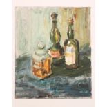 WILLIAM SELBY (b.1933), Still Life with Decanter and Two Bottles, oil on canvas laid on board,