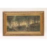 THOMAS W LASCELLES (1885-1914), "The Last Gleam New Forest", oil on canvas, signed, inscribed verso,
