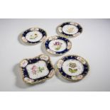 A COALPORT PORCELAIN PART DESSERT SERVICE, c.1835, comprising four plates, a square dish and