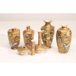 A COLLECTION OF SATSUMA EARTHENWARE VASES, Meiji Period, all painted in typical palette with figures